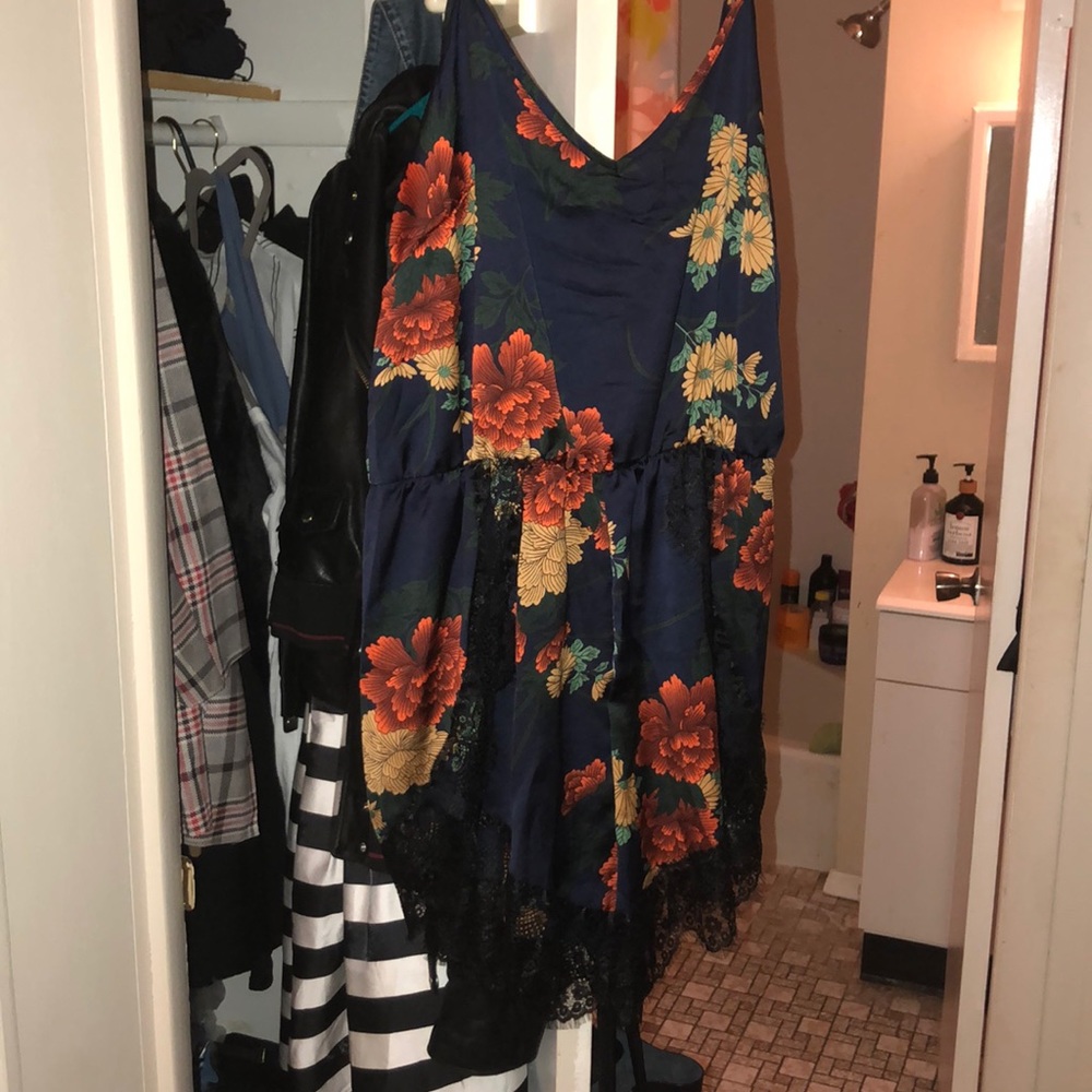 Dark blue romper with flowers